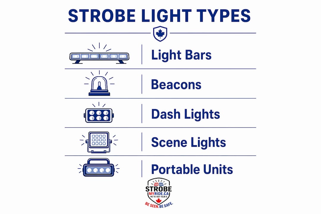 Infographic showing types of vehicle strobe lights