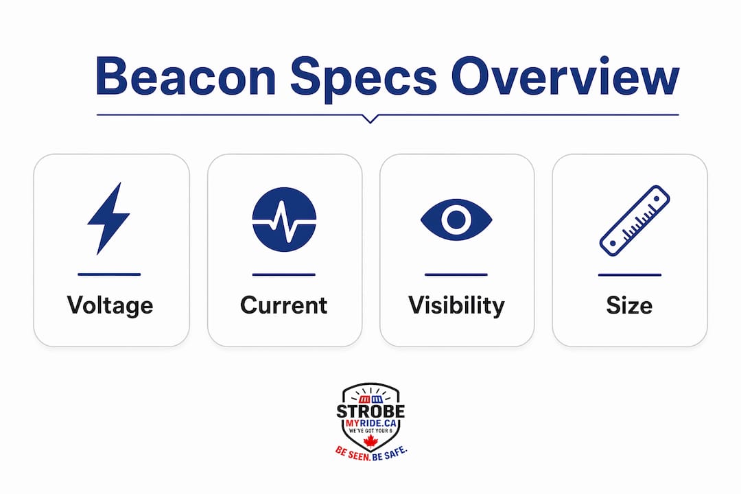 Infographic comparing warning beacon specifications