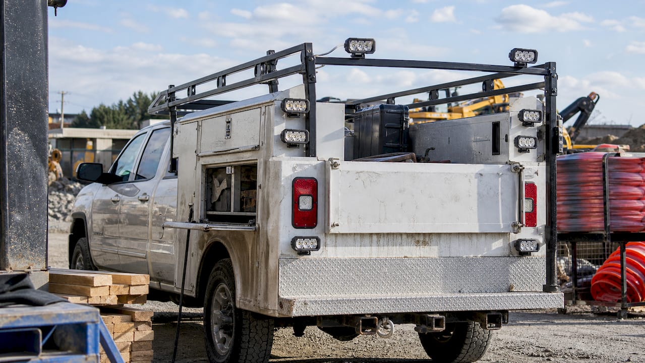 Service truck mounted work and scene LED lights