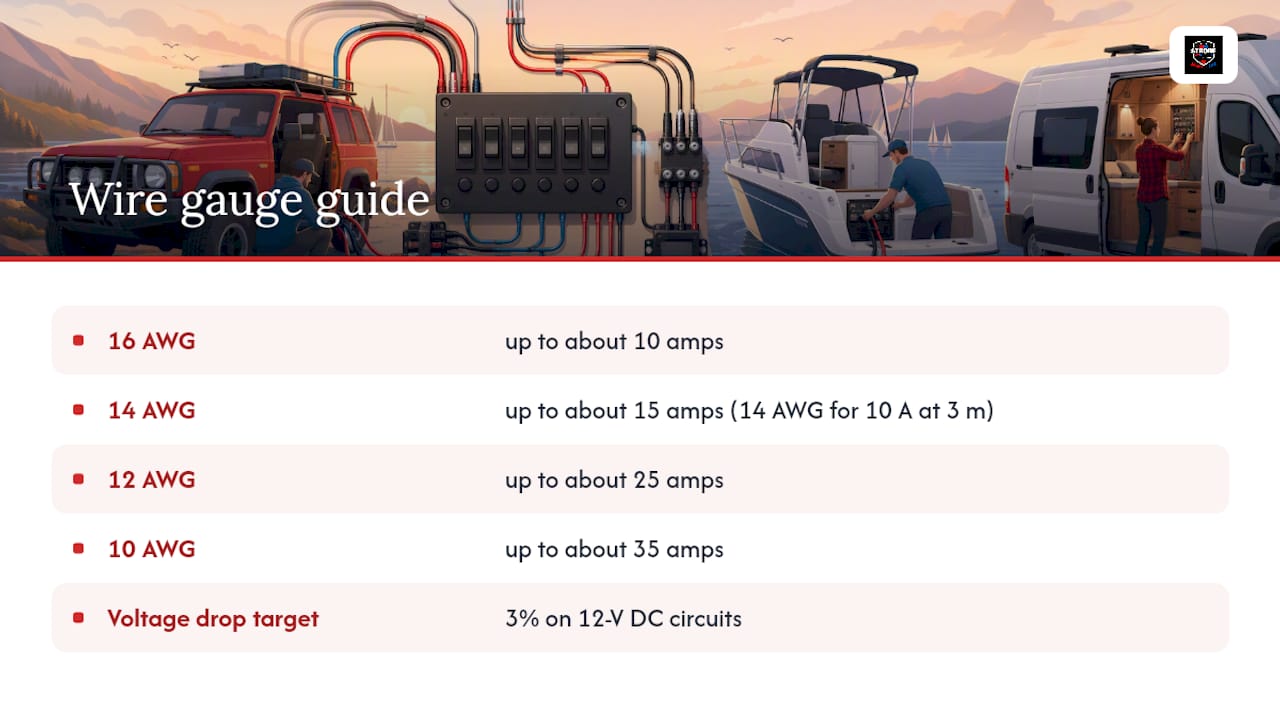 Diagram of wire sizing and voltage drop control