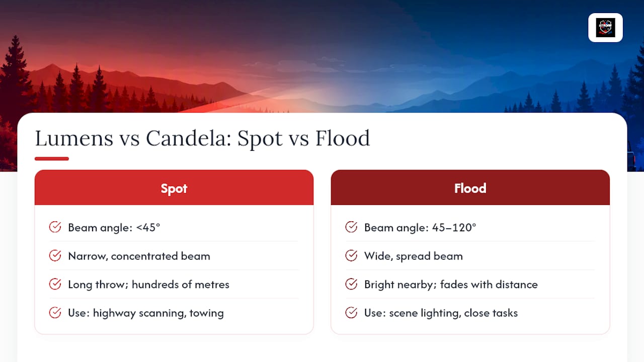 How do you read lumens, candela, and beam angle correctly? — overview diagram