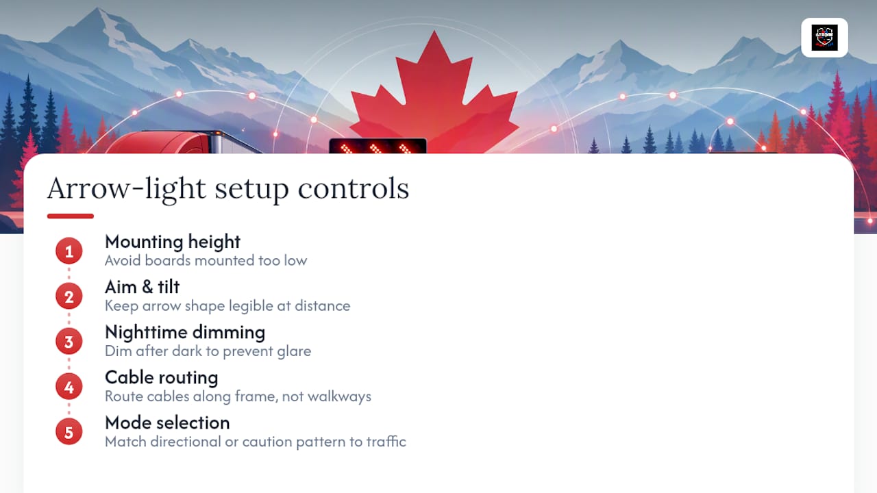 Five arrow light setup controls