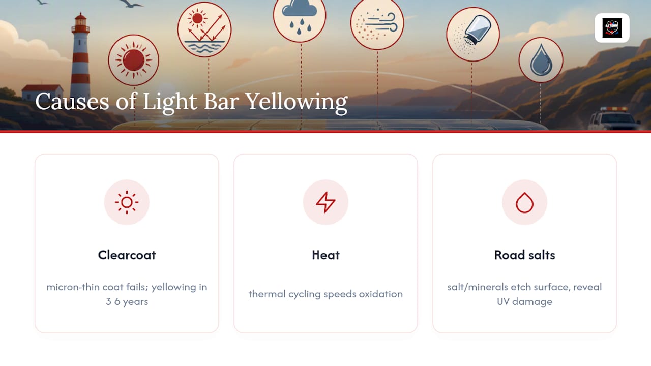 What causes light bar lens yellowing on your vehicle? — overview diagram