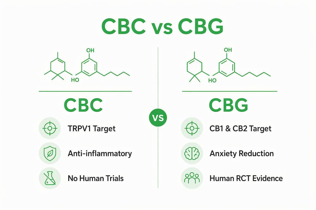 Infographic comparing CBC and CBG cannabinoids