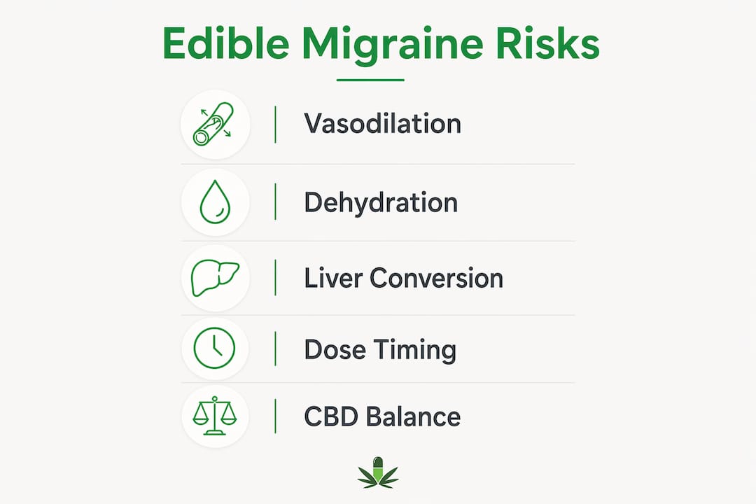Infographic showing key edible migraine risk factors