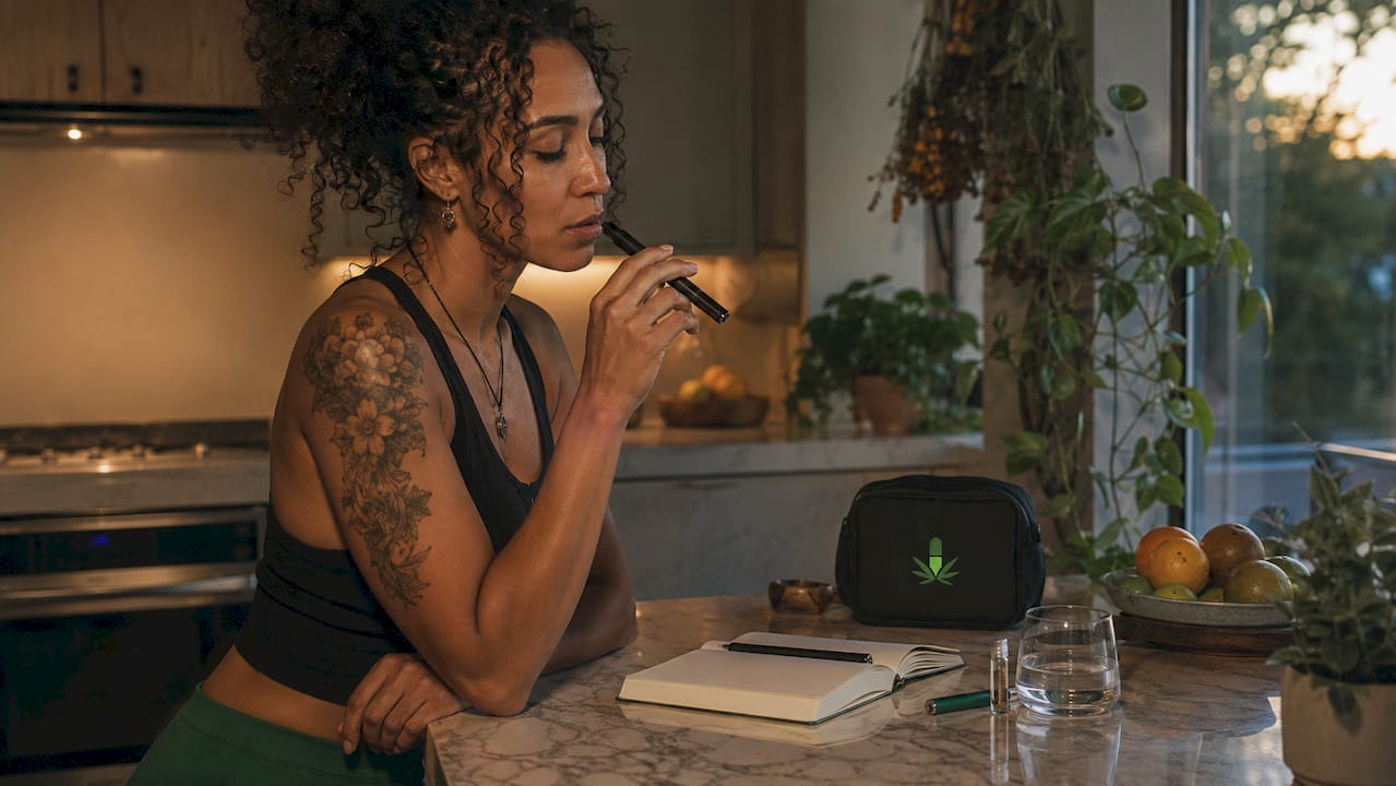 Person preparing to vaporize THCA safely indoors