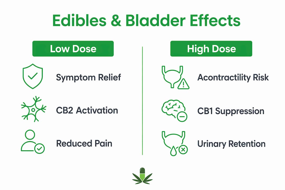 Infographic comparing low and high dose effects on bladder
