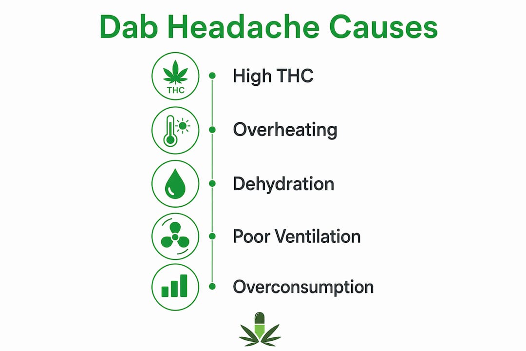 Infographic outlining main causes of headaches from dabbing