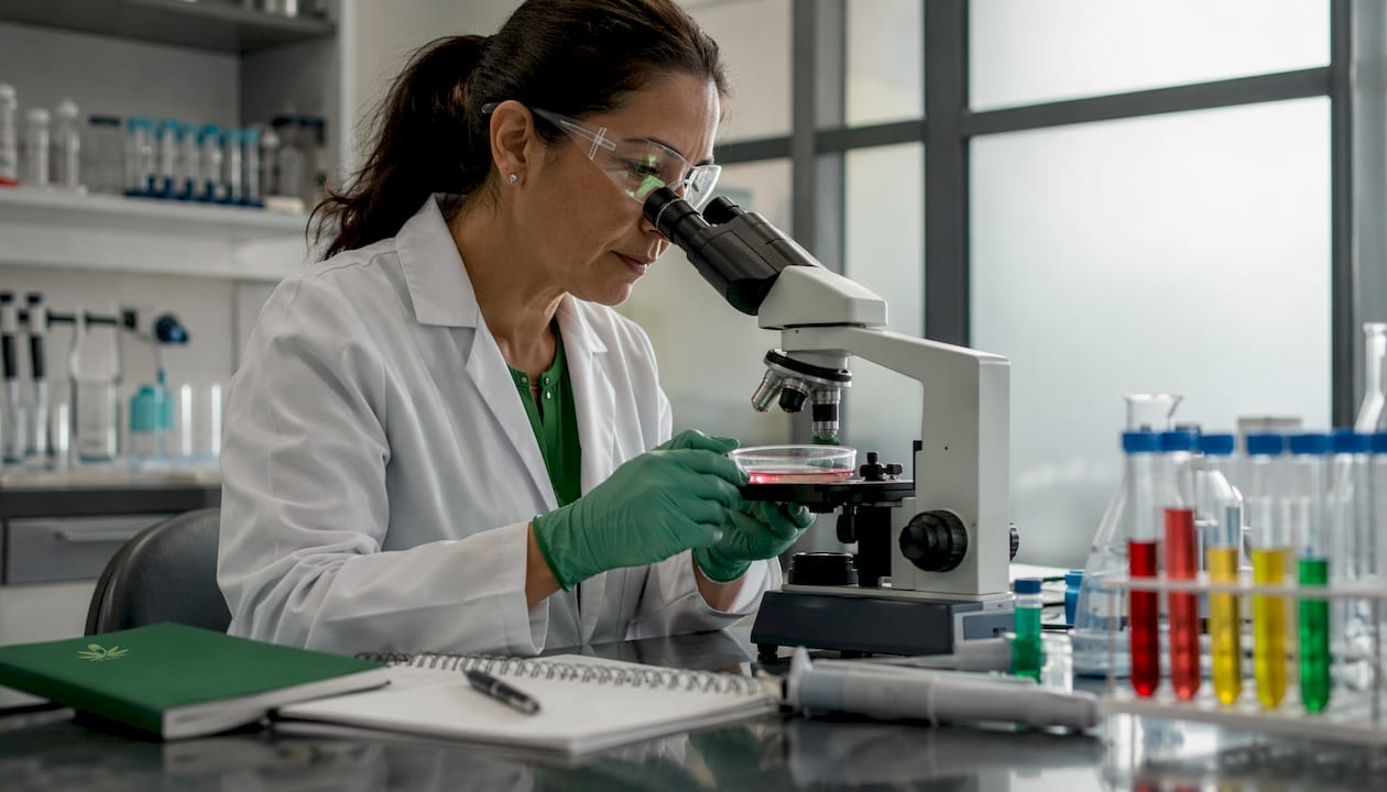 Researcher studying gastric inflammation in lab