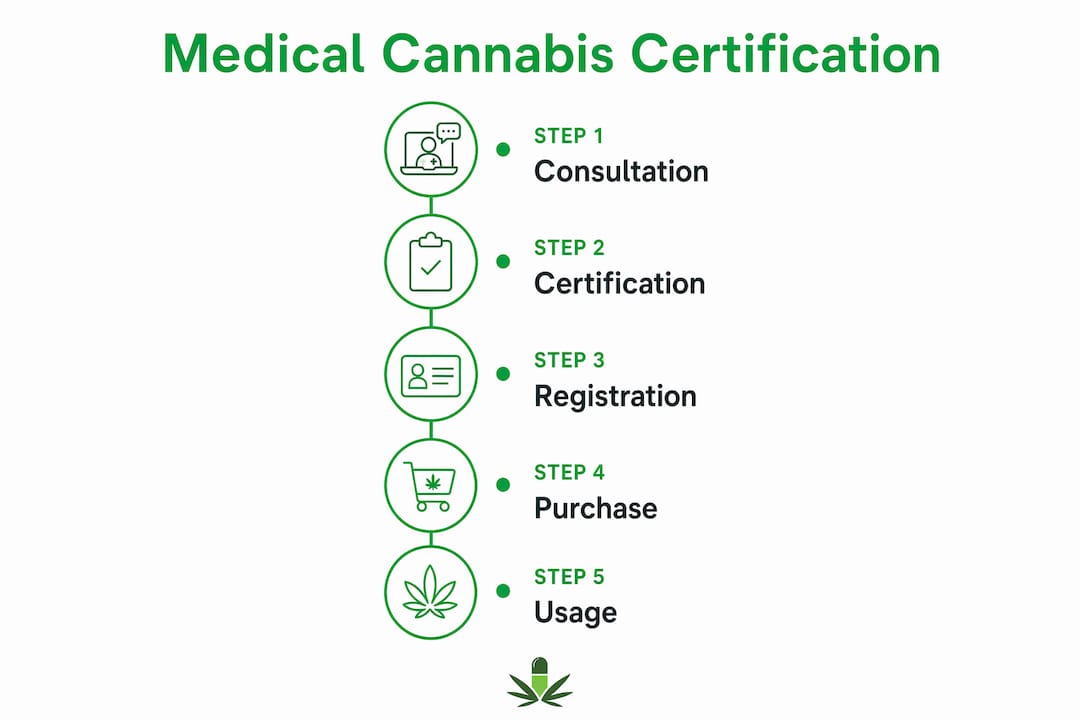 Infographic showing medical cannabis certification process