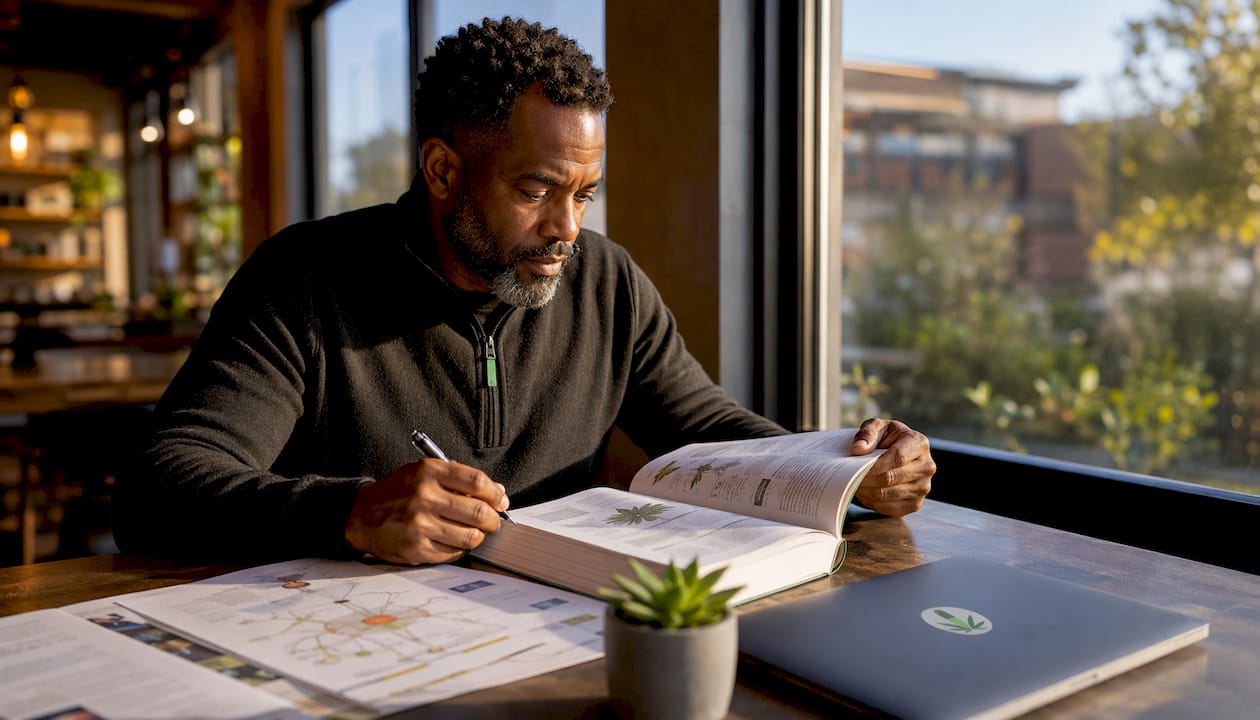Man studying cannabinoid receptors