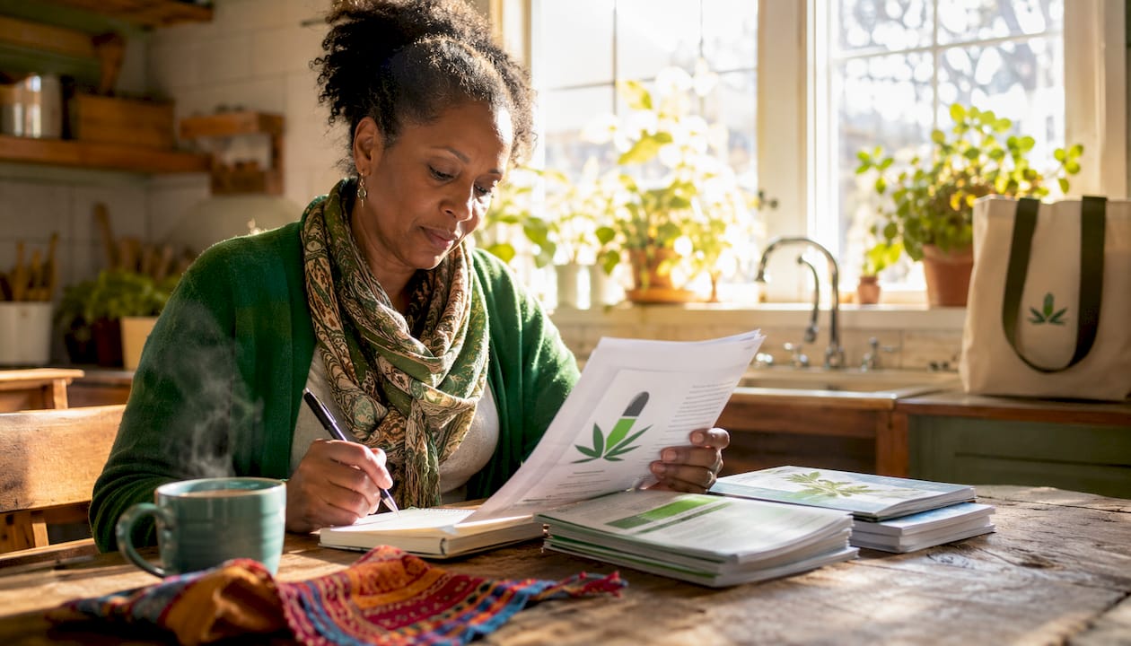 Patient reviewing medical cannabis documents