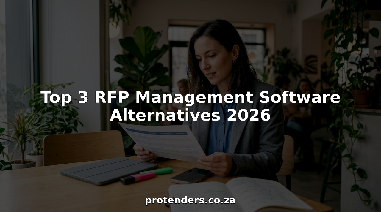 Professional woman reviewing RFP software alternatives documents