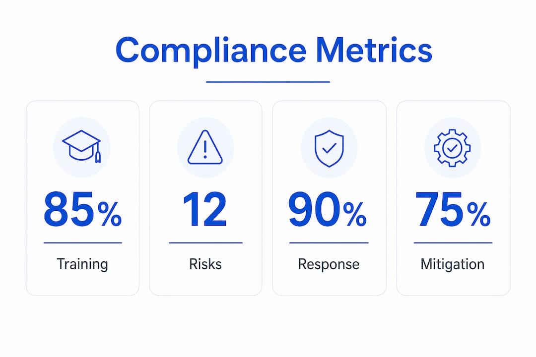 Infographic showing key compliance scorecard metrics