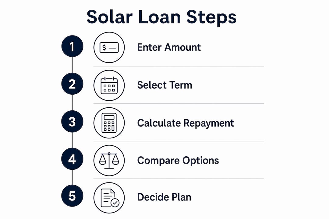 Infographic illustrating solar loan calculation steps