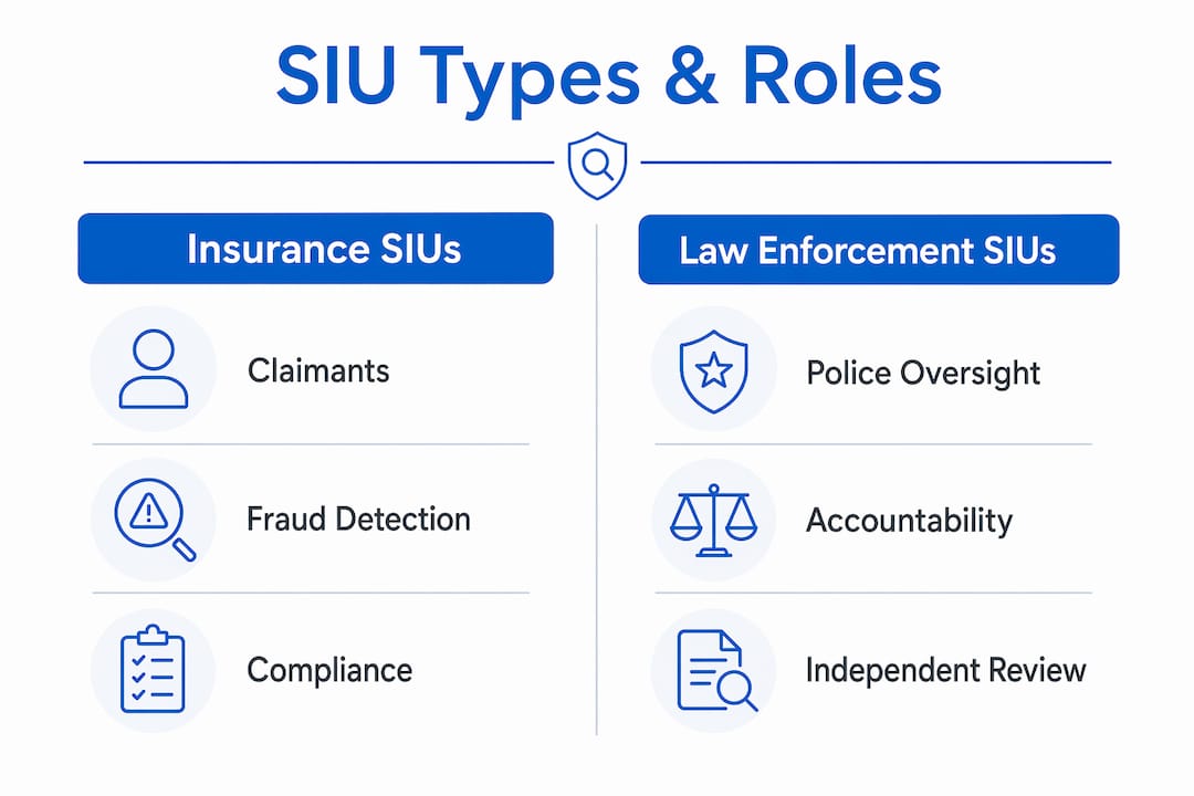 Infographic comparing insurance and law enforcement SIU roles