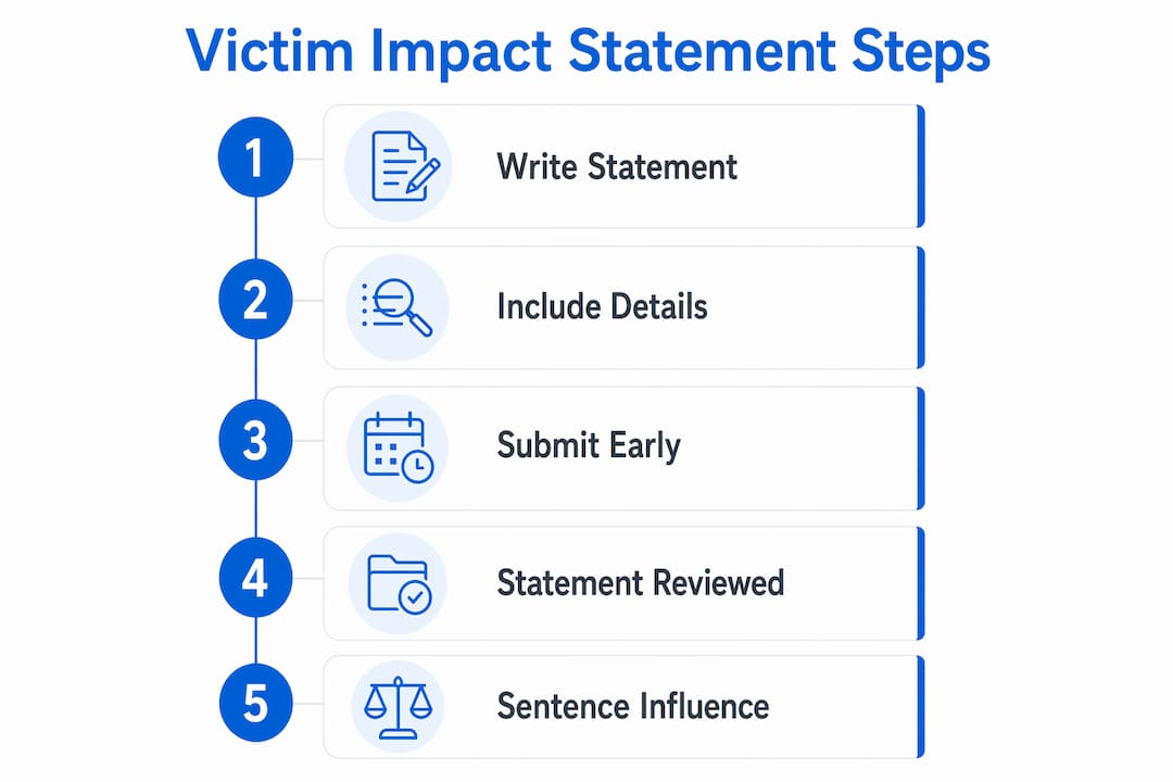 Infographic outlining steps to writing victim impact statement
