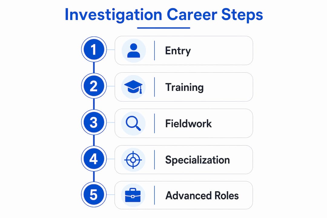 Infographic outlining investigations officer career steps
