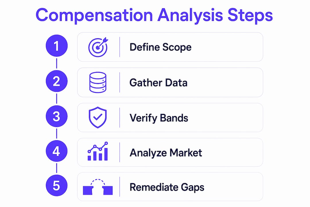 Infographic illustrating compensation analysis steps