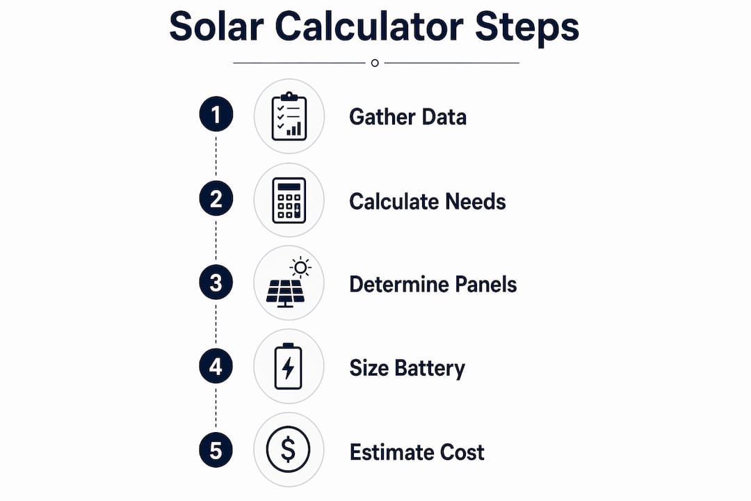 Infographic showing solar calculator step-by-step process
