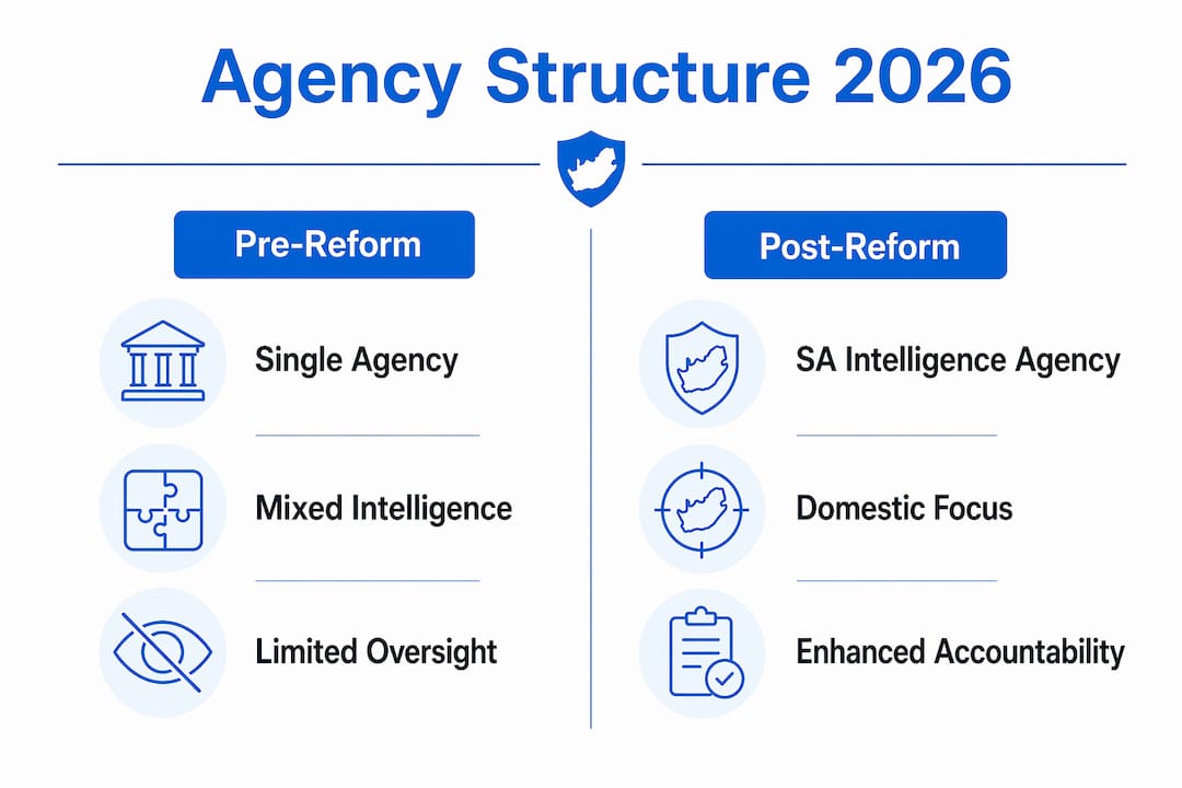 Infographic comparing intelligence agency structures