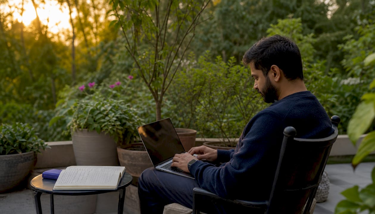 Hands typing salary negotiation notes
