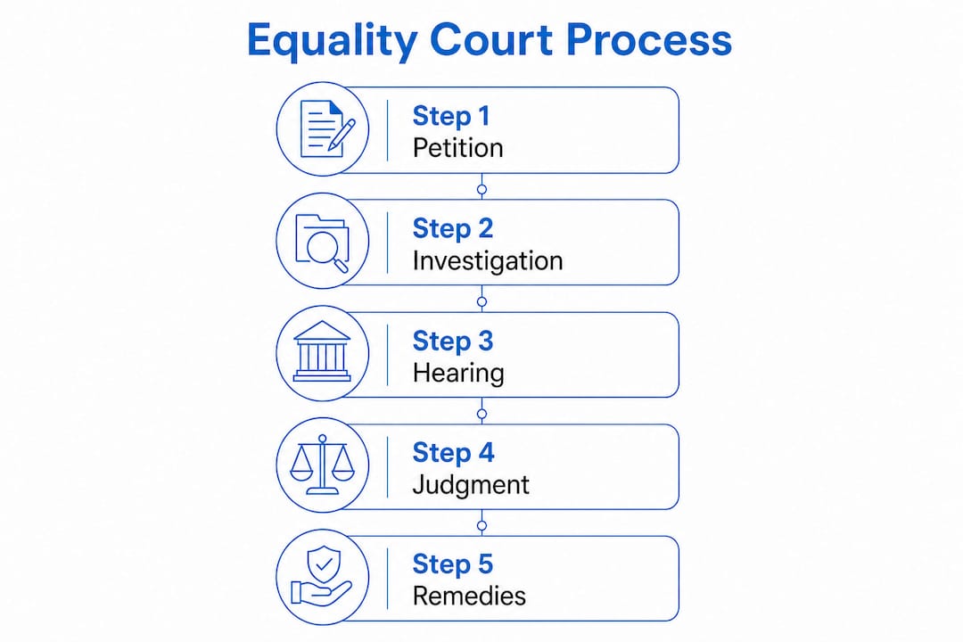 Infographic explaining equality court process steps