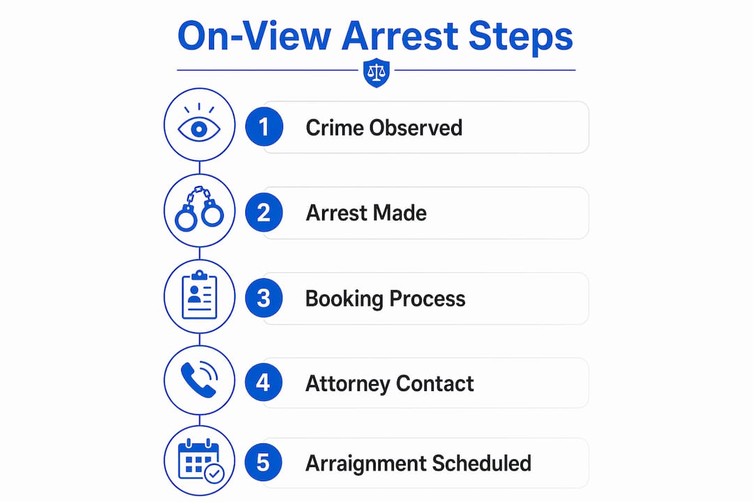 Infographic detailing steps after on-view arrest