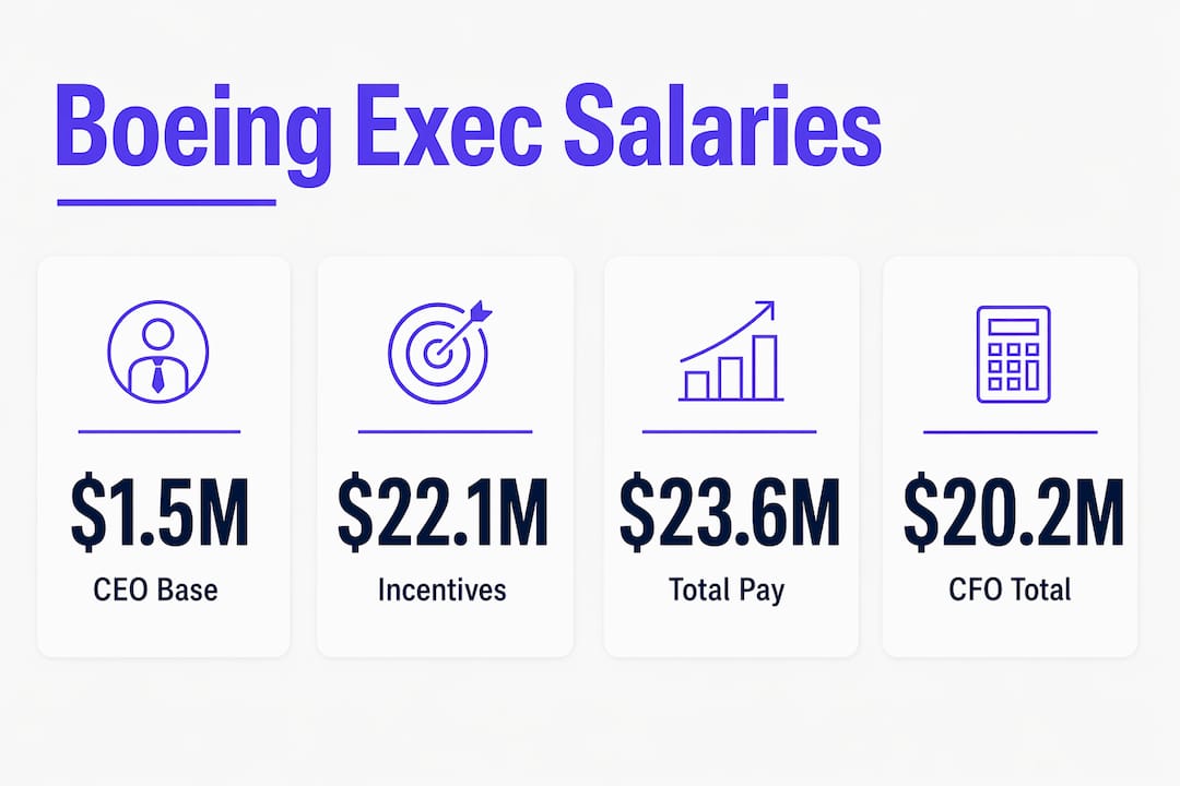 Infographic displaying Boeing executive salary components
