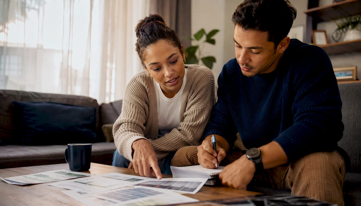 Couple reviewing solar finance options together