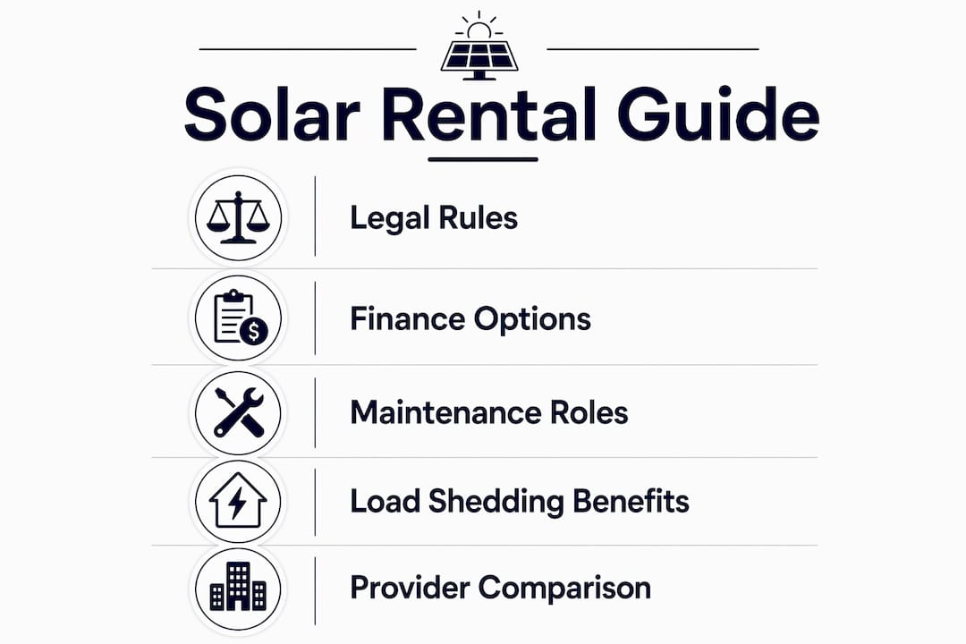 Infographic summarizing solar installation legal and financial points