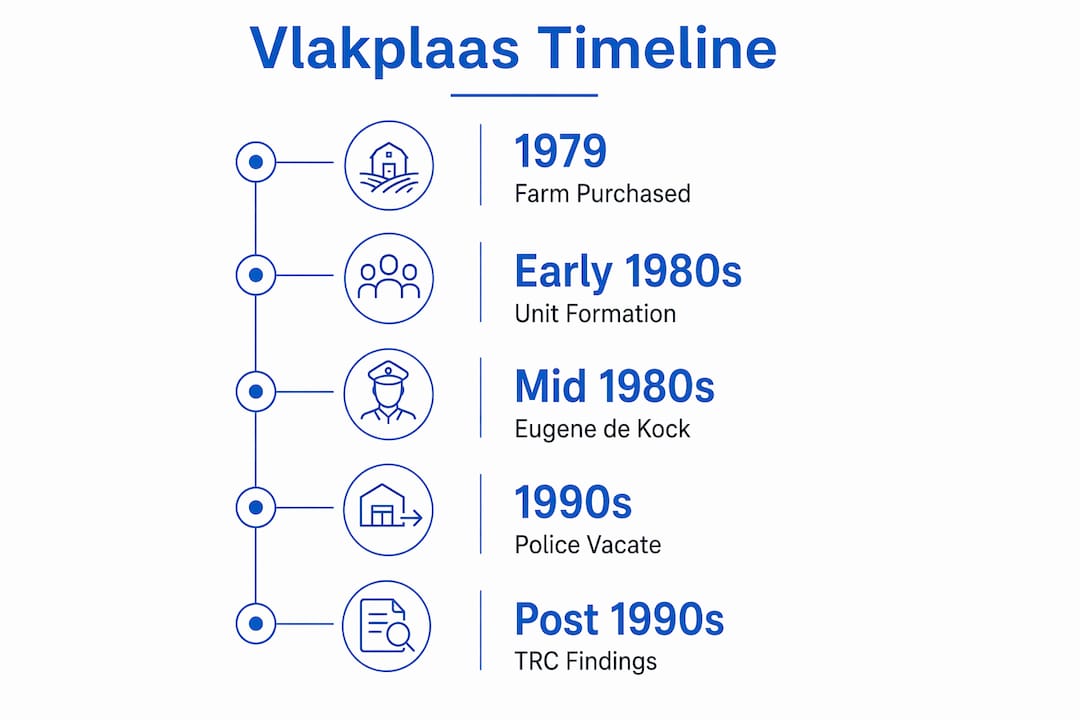 Infographic showing Vlakplaas operational timeline