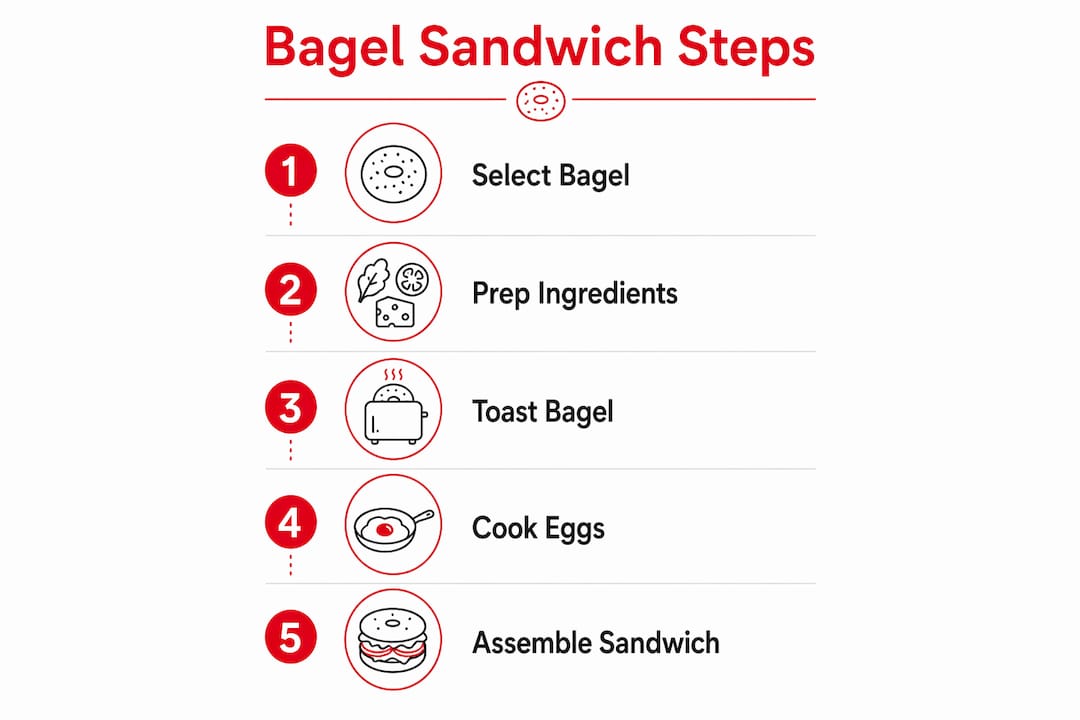 Infographic with step-by-step bagel sandwich making