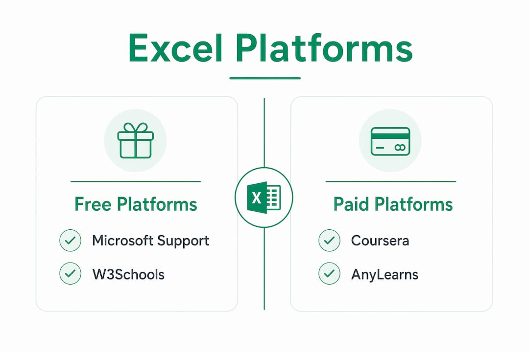 Infographic comparing Excel learning platforms