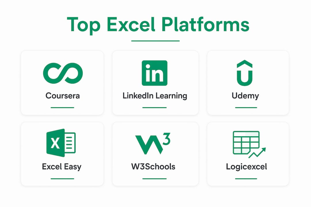 Infographic ranking Excel learning platforms