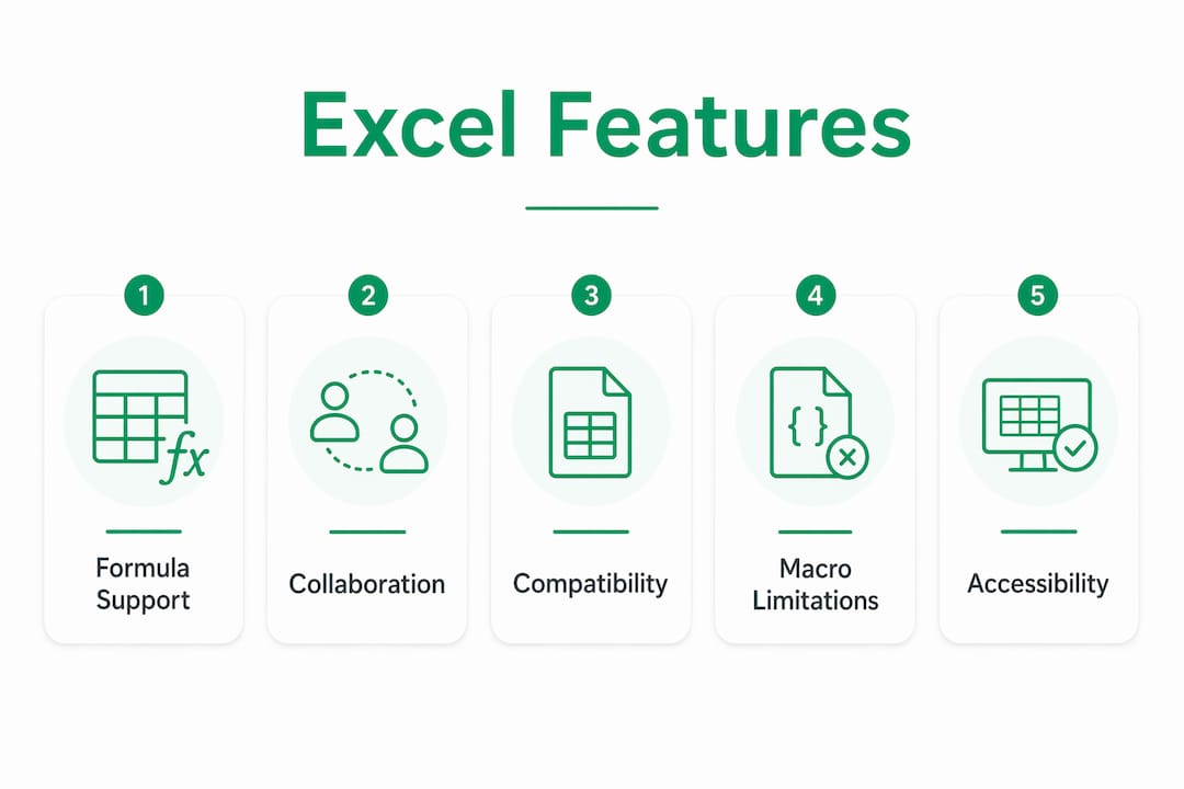 Infographic showing key features of online Excel editors