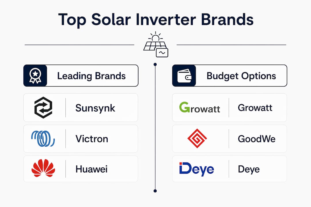 Infographic comparing top solar inverter brands in South Africa