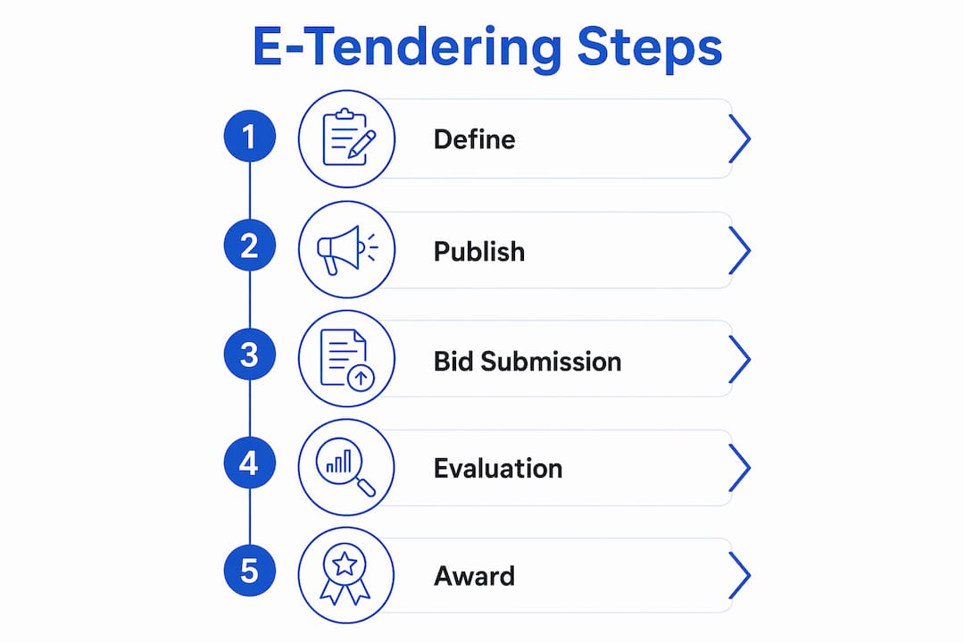 Infographic showing electronic tendering step-by-step process