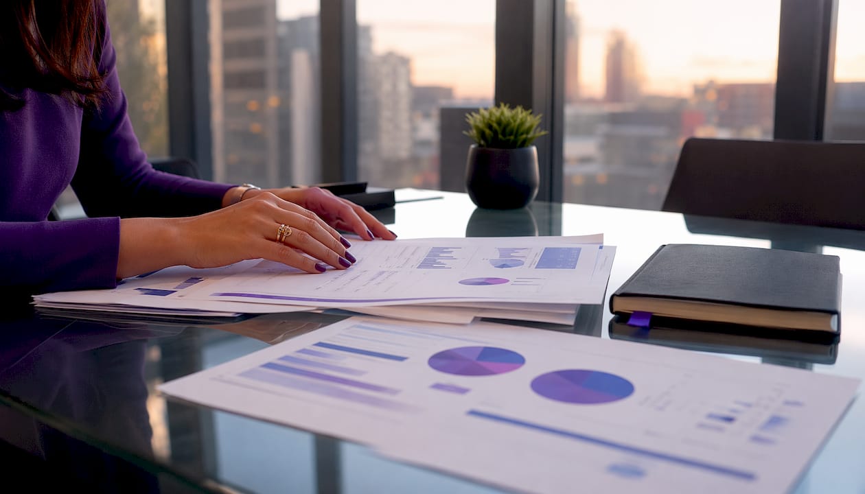 Close-up of hands reviewing salary breakdown papers