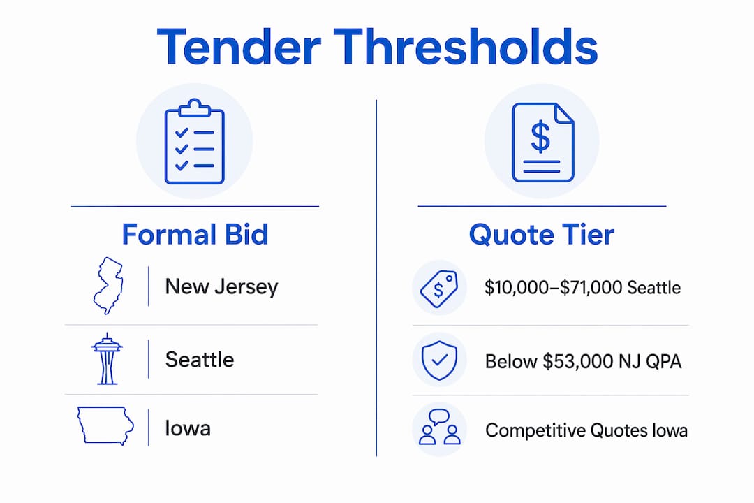 Infographic comparing US tender limits by jurisdiction