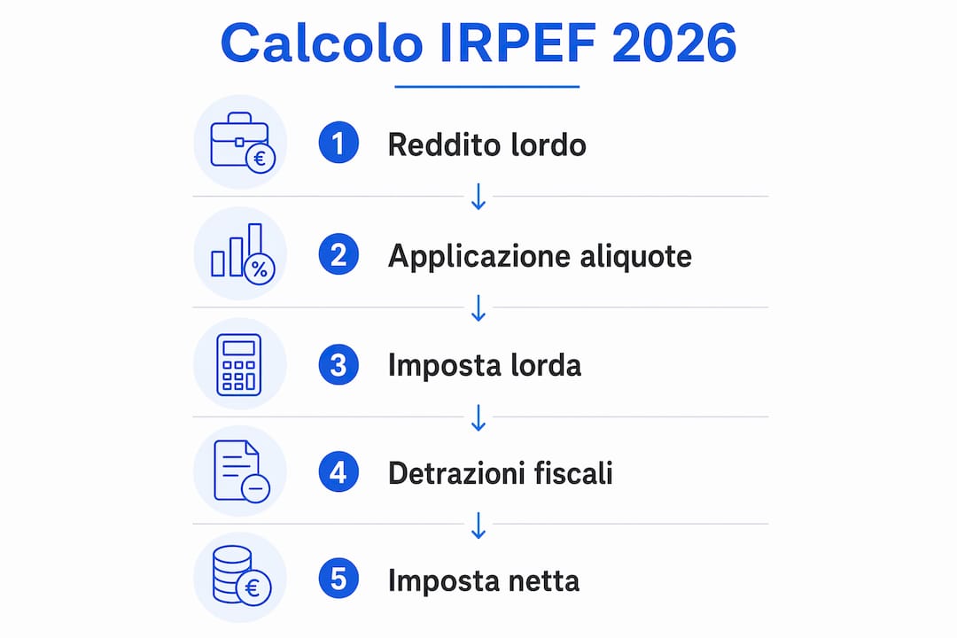Guida visiva al calcolo dell’IRPEF 2026: tutti i passaggi con i nuovi scaglioni