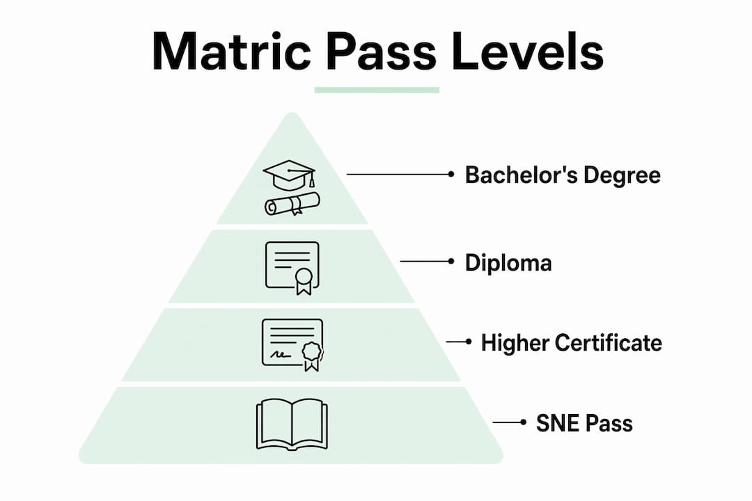 Infographic showing matric pass levels pyramid