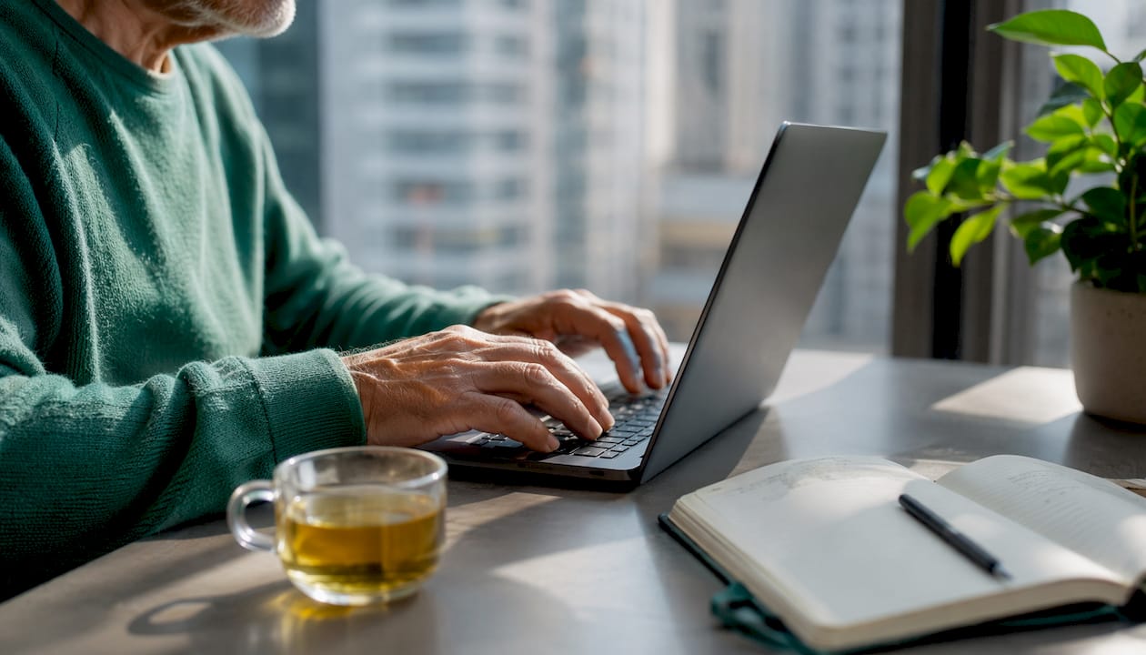 Hände nutzen Tastenkombinationen, um in Excel schnell Formatierungen anzuwenden.