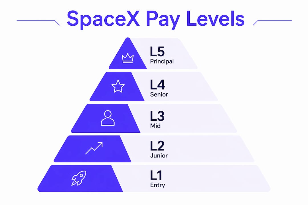 Infographic illustrating SpaceX engineer pay levels hierarchy