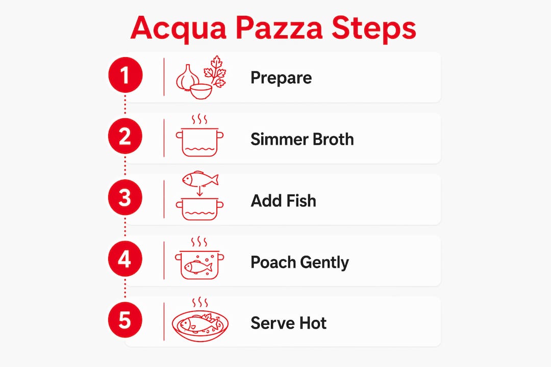Infographic showing steps to make acqua pazza