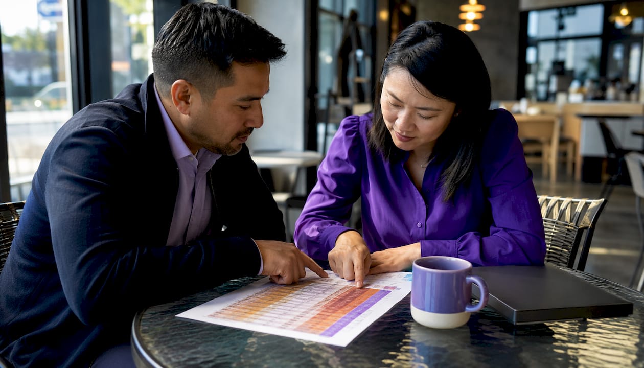 Hands discussing Adobe salary tier chart