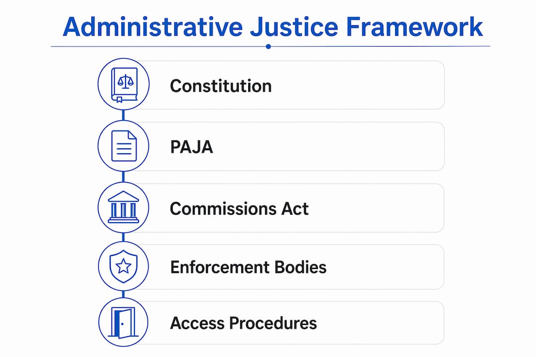 Infographic outlining South African administrative justice framework
