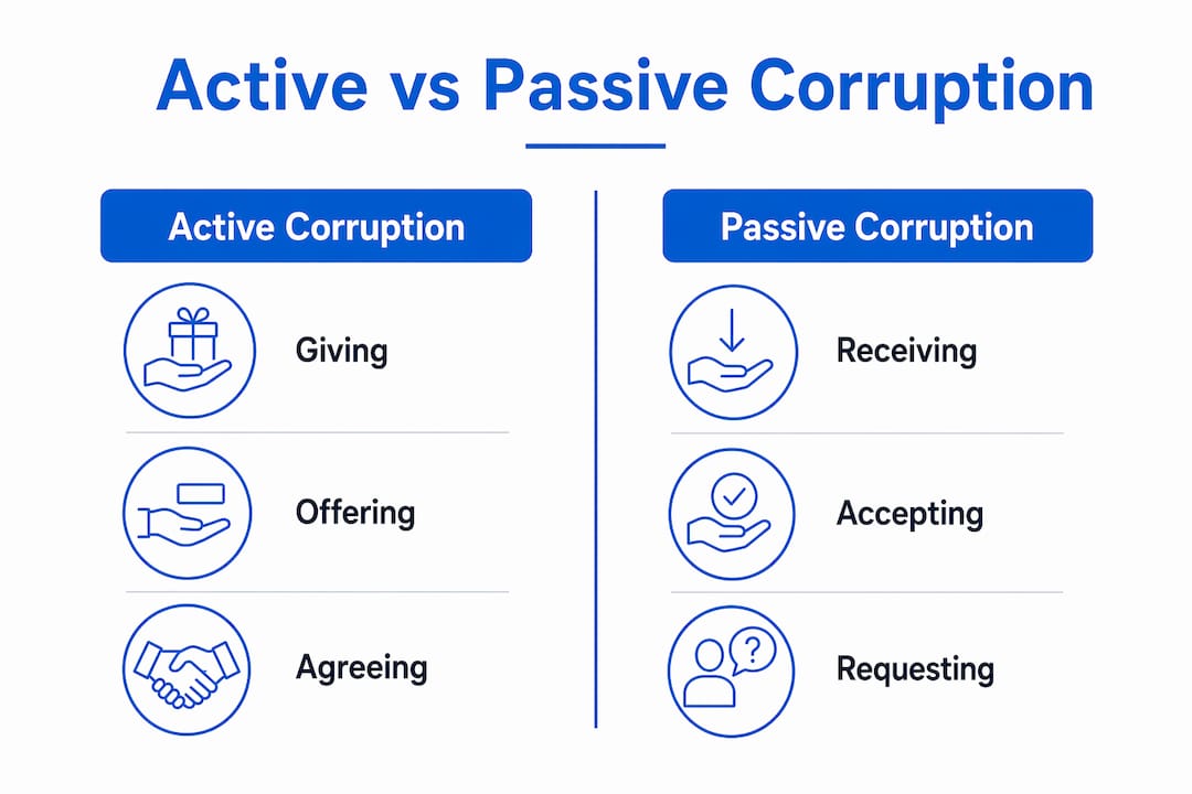 Infographic comparing active and passive corruption