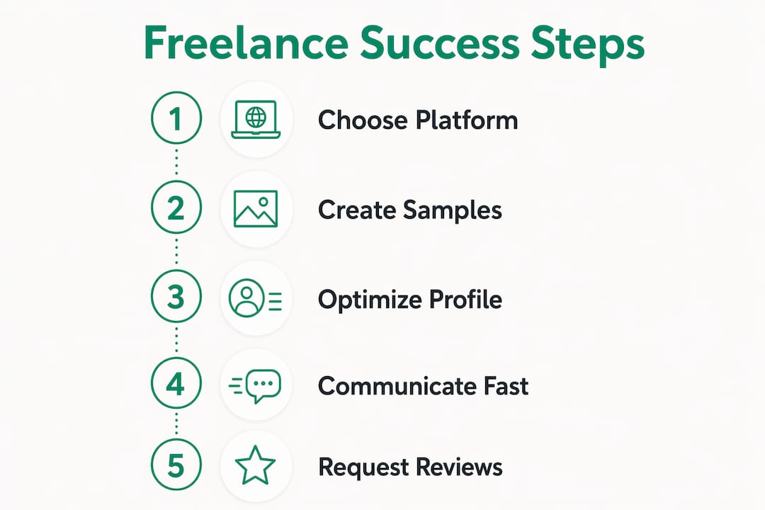 Infographic showing steps to freelance success