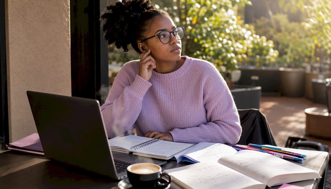 Female student studying core engineering subjects indoors